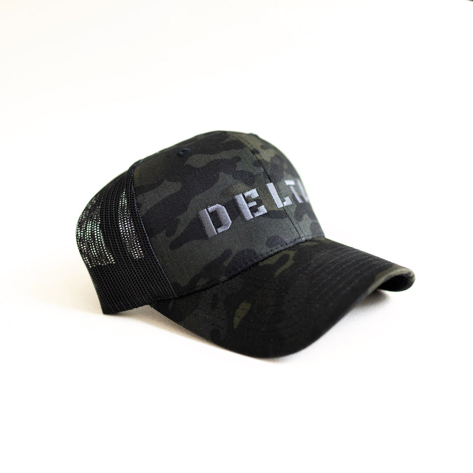 DELTA Black Multicam Trucker Cap